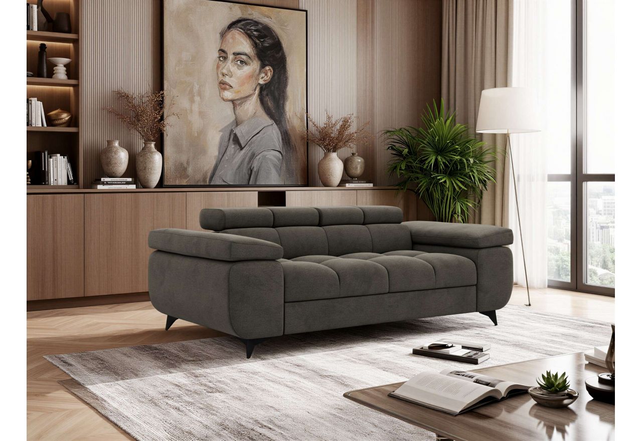 Sofa NIDELLO 2 - ciemnoszary, welwet