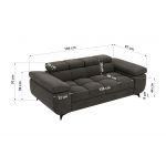 Sofa NIDELLO 2 - ciemnoszary, welwet