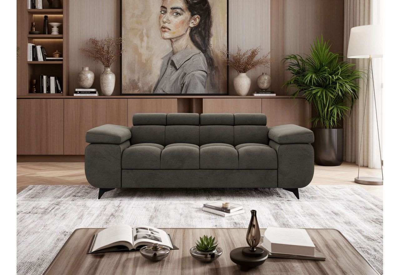 Sofa NIDELLO 2 - ciemnoszary, welwet