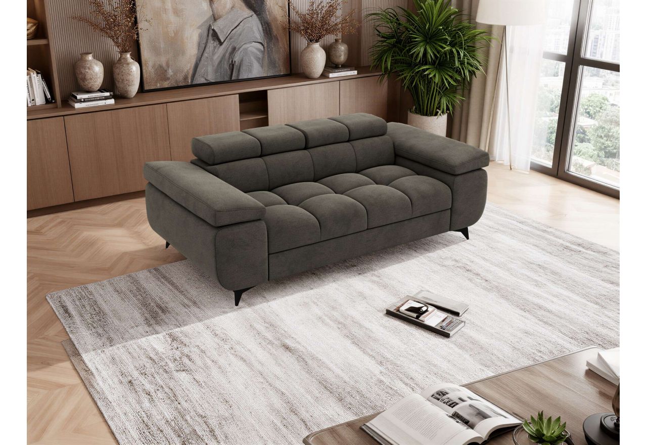 Sofa NIDELLO 2 - ciemnoszary, welwet