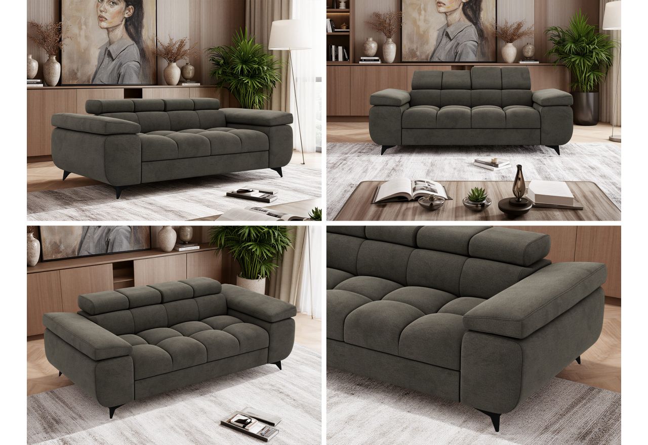 Sofa NIDELLO 2 - ciemnoszary, welwet