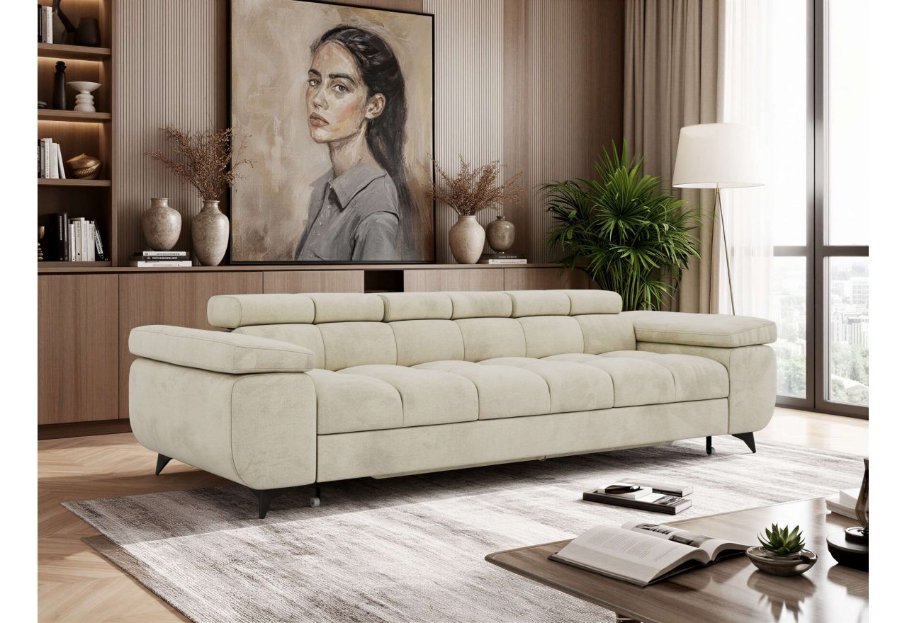 Sofa NIDELLO 3 - kremowy, welwet
