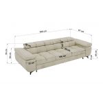 Sofa NIDELLO 3 - kremowy, welwet