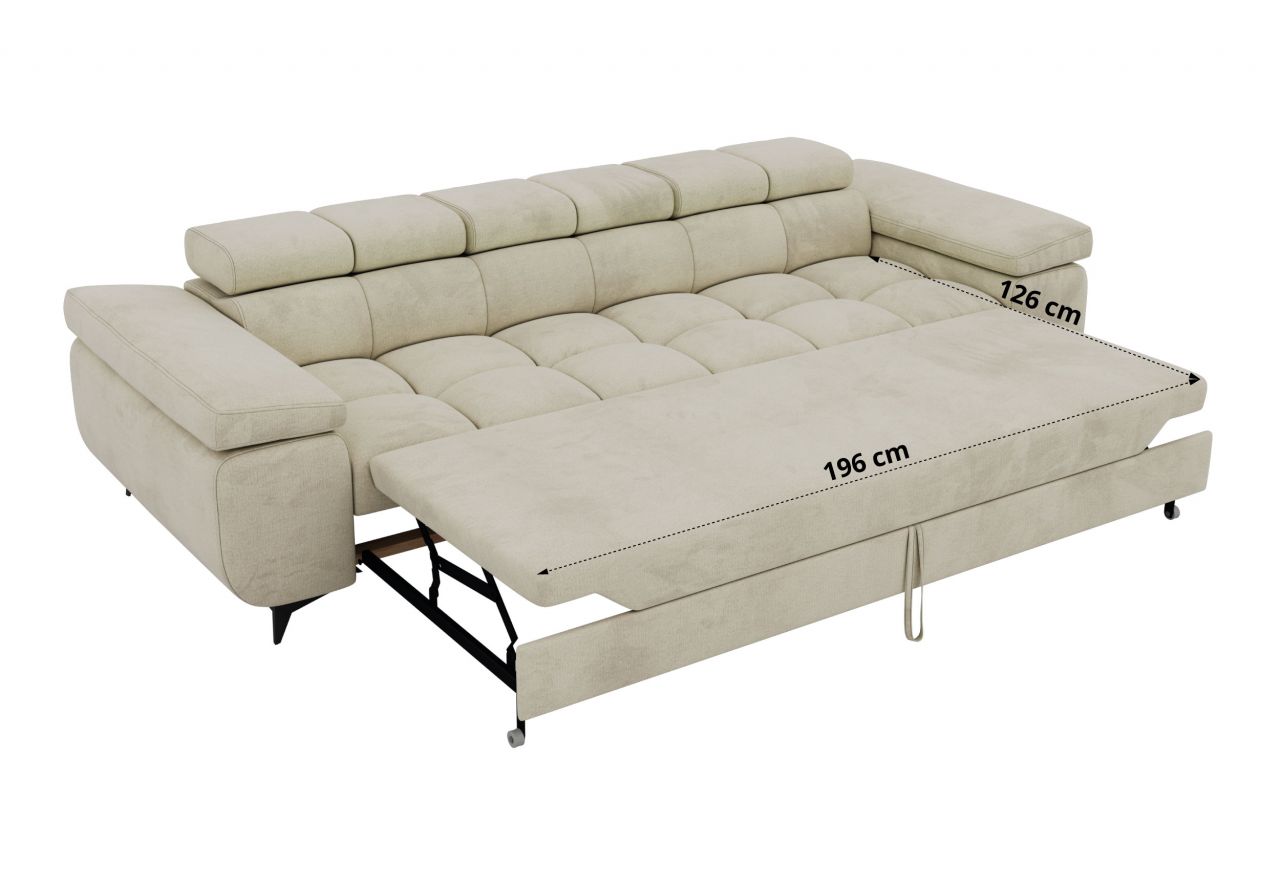 Sofa NIDELLO 3 - kremowy, welwet
