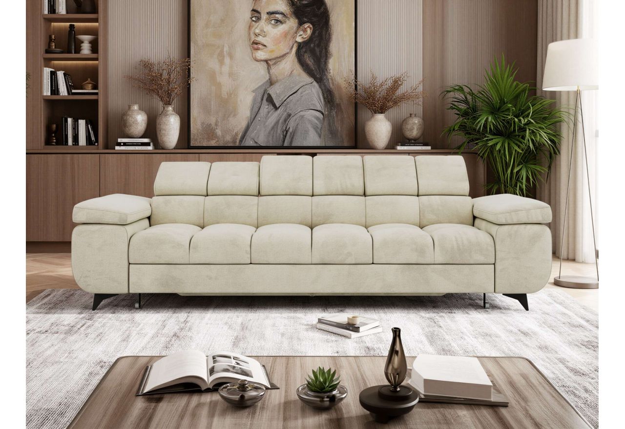 Sofa NIDELLO 3 - kremowy, welwet