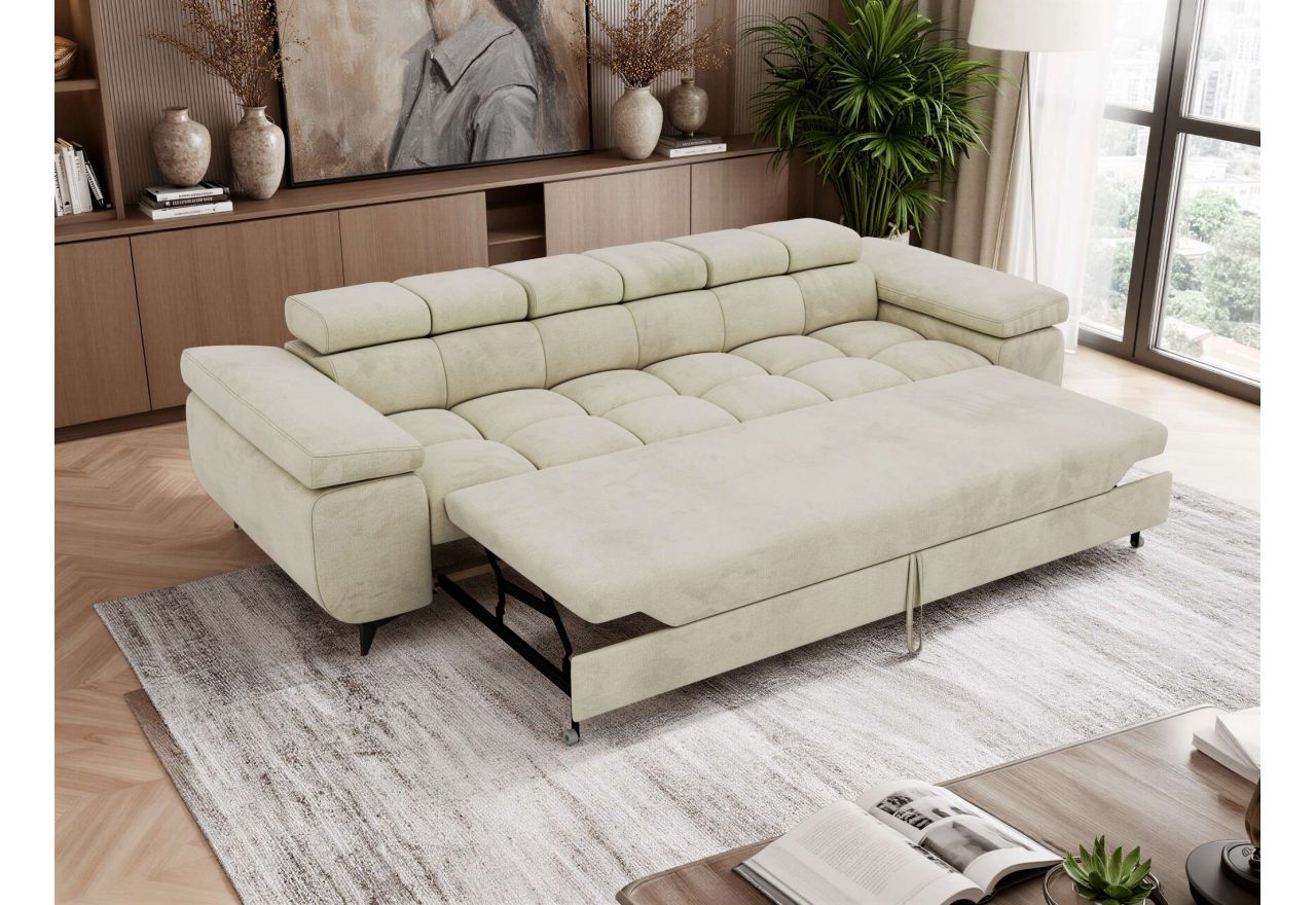 Sofa NIDELLO 3 - kremowy, welwet