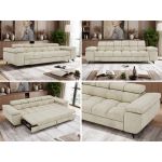 Sofa NIDELLO 3 - kremowy, welwet