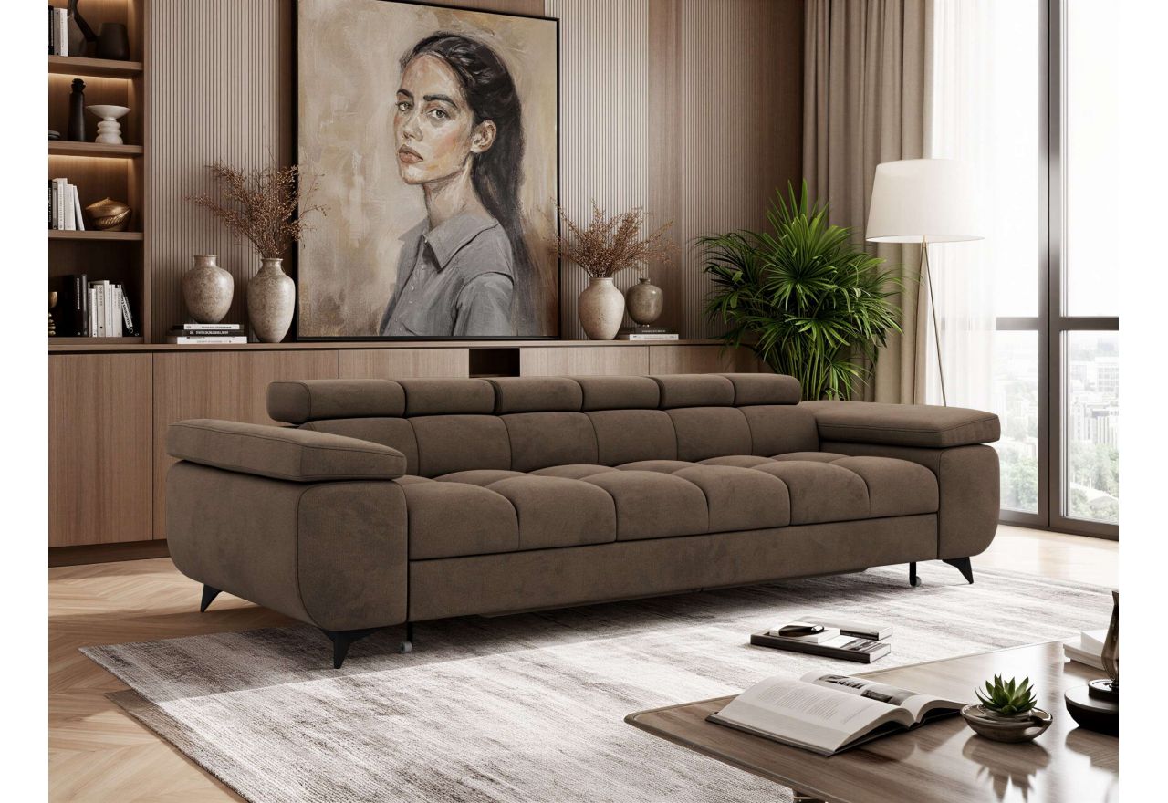Sofa NIDELLO 3 - brązowy, welwet