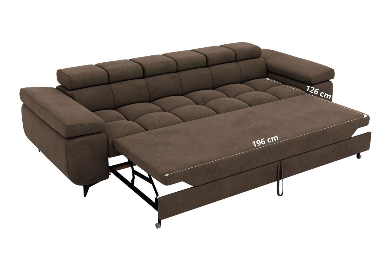 Sofa NIDELLO 3 - brązowy, welwet