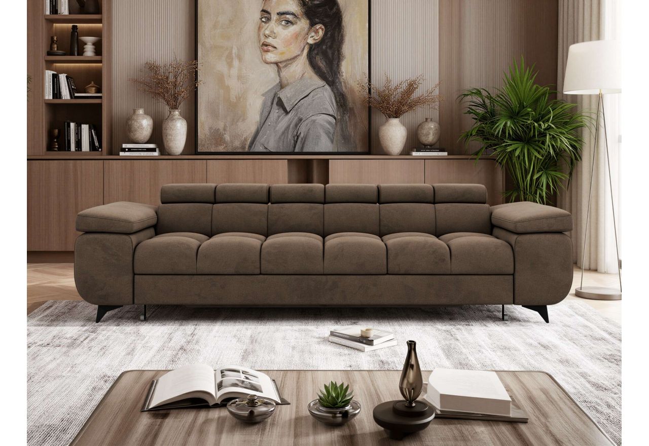 Sofa NIDELLO 3 - brązowy, welwet