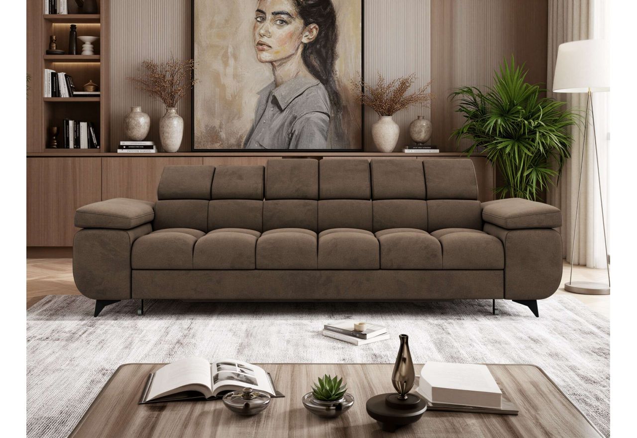 Sofa NIDELLO 3 - brązowy, welwet