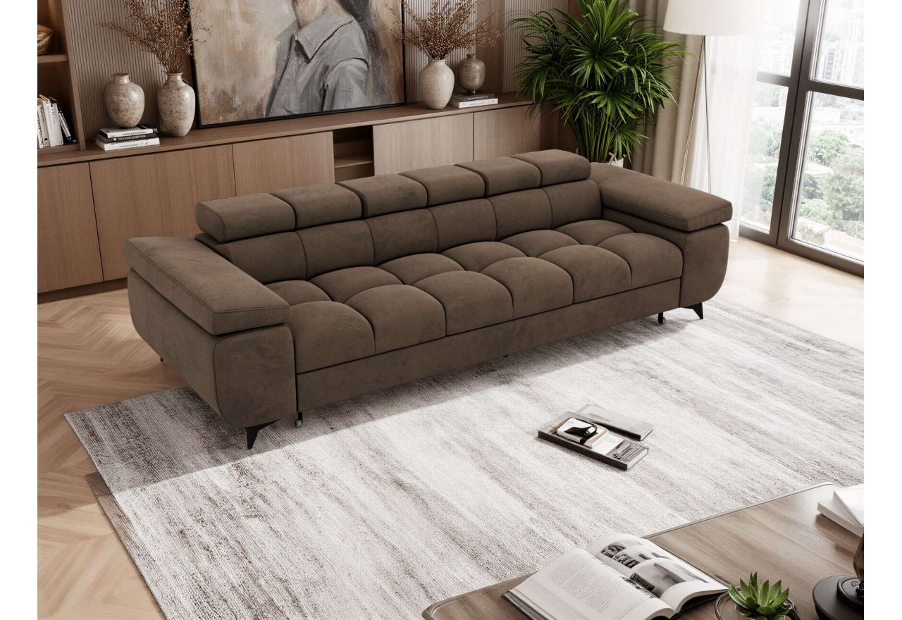 Sofa NIDELLO 3 - brązowy, welwet