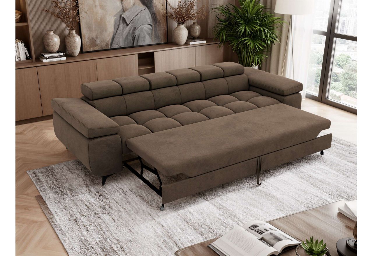 Sofa NIDELLO 3 - brązowy, welwet