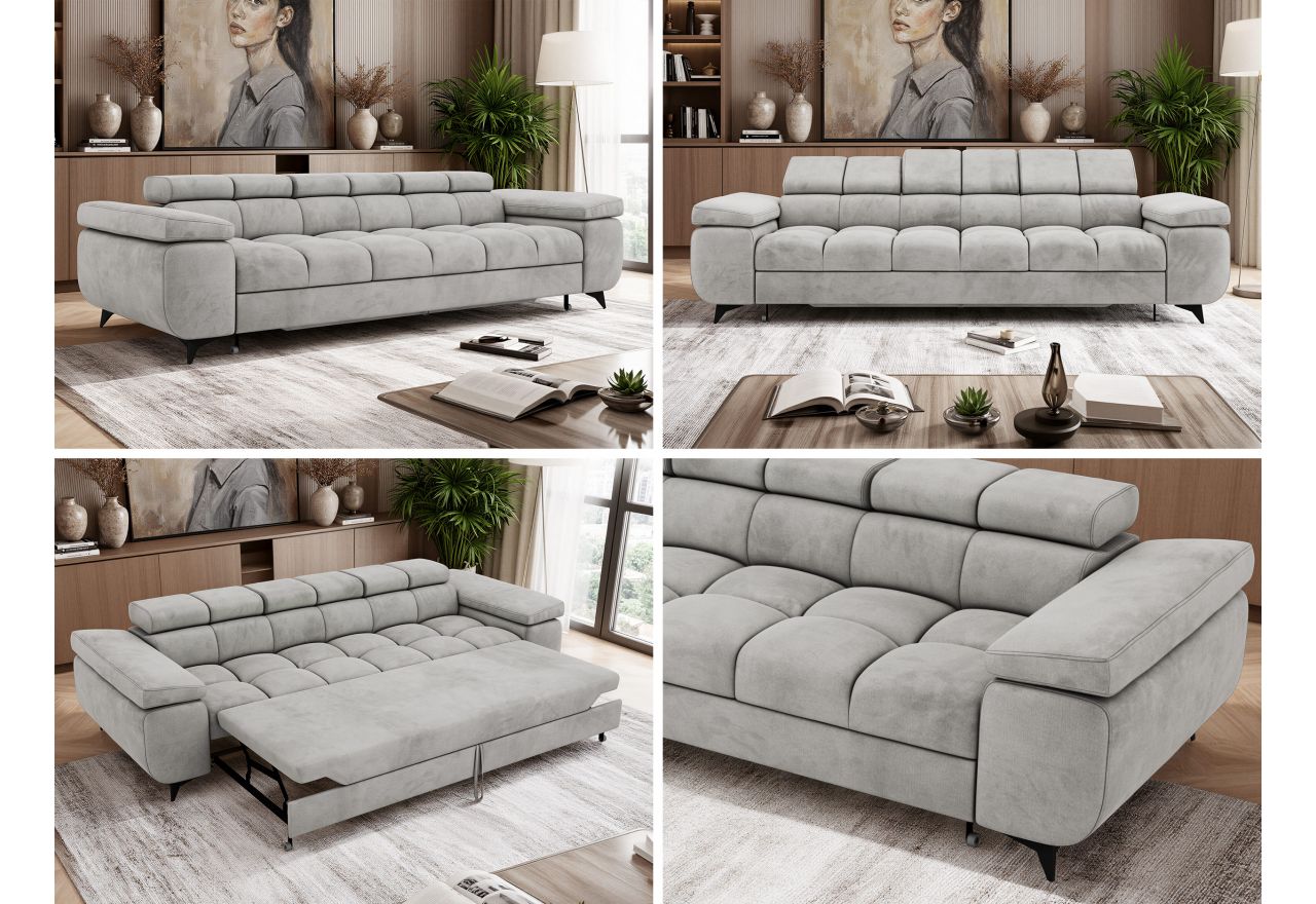 Sofa NIDELLO 3 - jasnoszary, welwet
