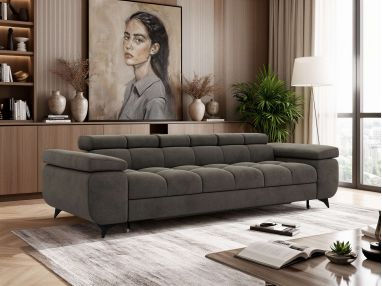 Sofa NIDELLO 3 - ciemnoszary, welwet