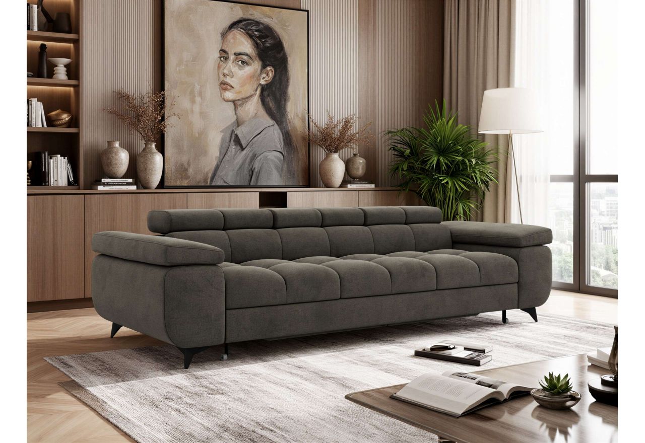 Sofa NIDELLO 3 - ciemnoszary, welwet