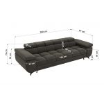 Sofa NIDELLO 3 - ciemnoszary, welwet