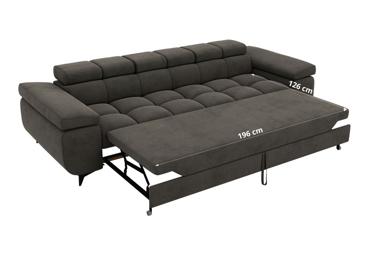 Sofa NIDELLO 3 - ciemnoszary, welwet