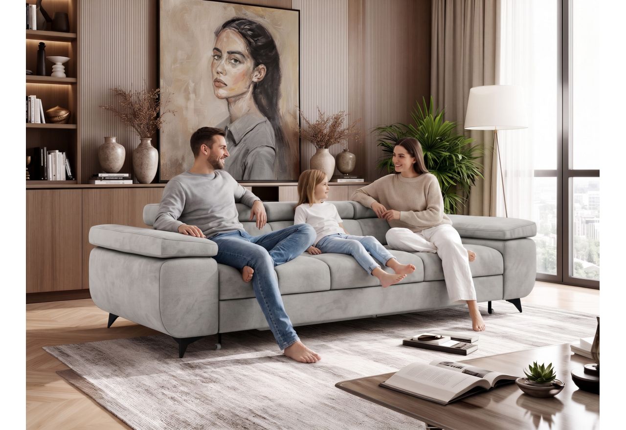 Sofa NIDELLO 3 - ciemnoszary, welwet