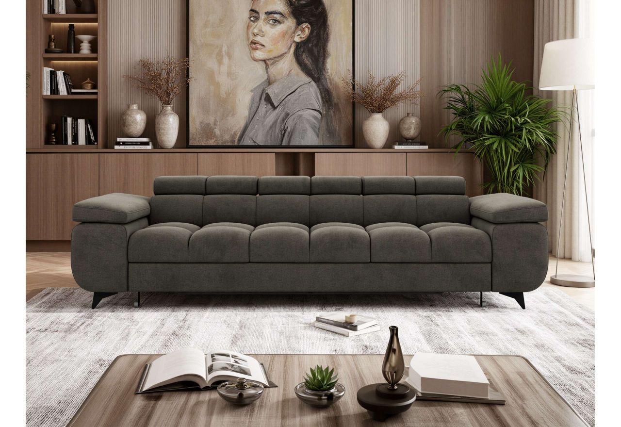 Sofa NIDELLO 3 - ciemnoszary, welwet