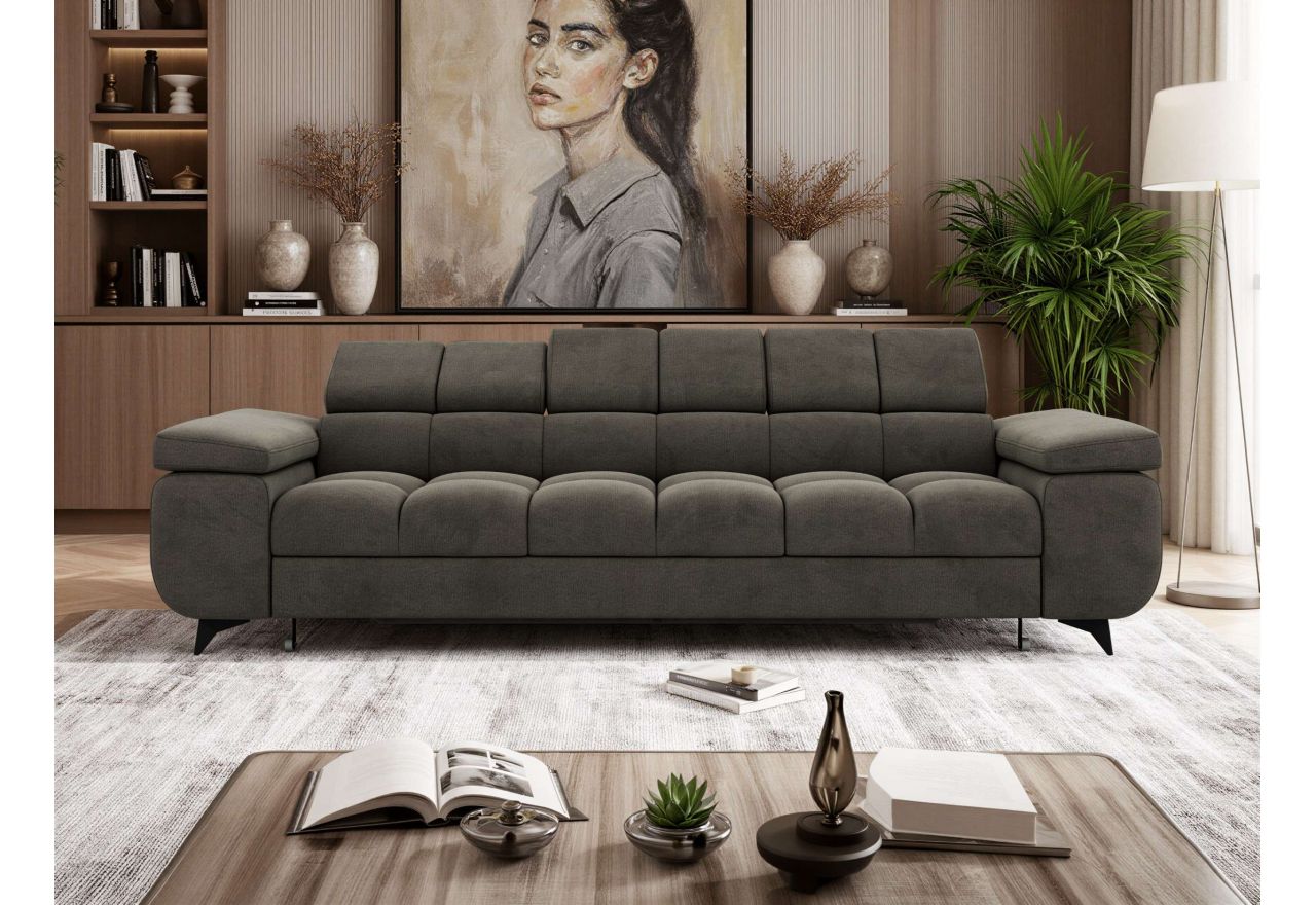 Sofa NIDELLO 3 - ciemnoszary, welwet