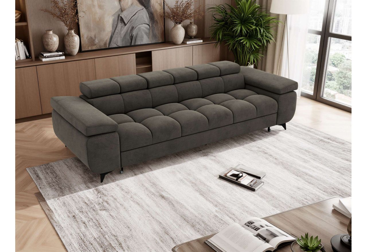 Sofa NIDELLO 3 - ciemnoszary, welwet