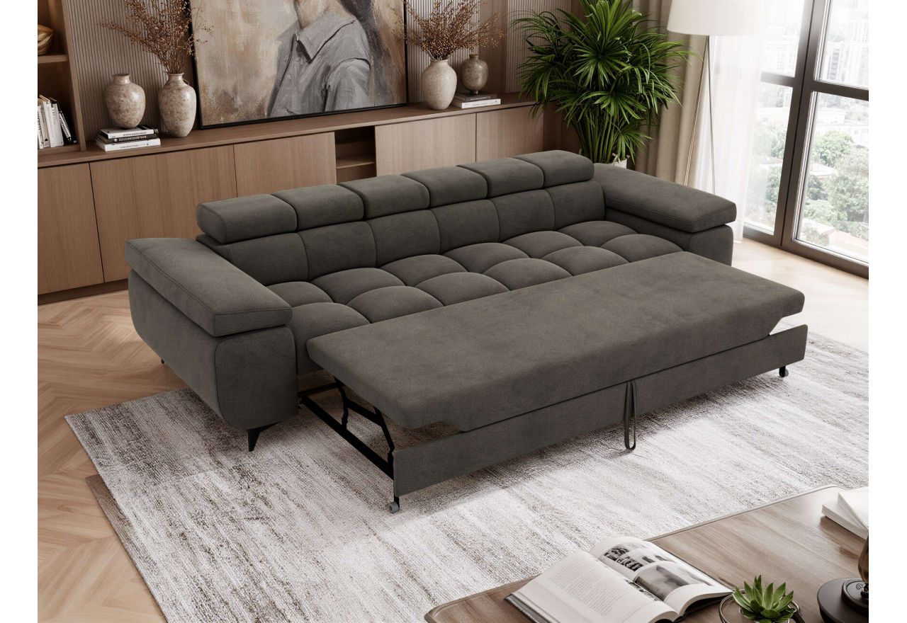 Sofa NIDELLO 3 - ciemnoszary, welwet