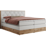 Łóżko kontynentalne VENETO KING 200x200 - Soft 17 - biała ekoskóra - OUTLET
