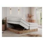 Łóżko kontynentalne VENETO KING 200x200 - Soft 17 - biała ekoskóra - OUTLET