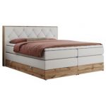 Łóżko kontynentalne VENETO KING 200x200 - Soft 17 - biała ekoskóra - OUTLET