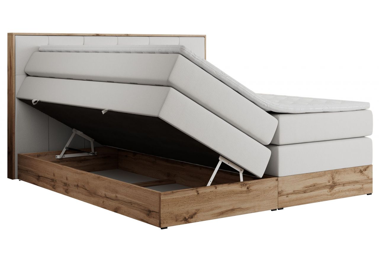 Łóżko kontynentalne VENETO KING 200x200 - Soft 17 - biała ekoskóra - OUTLET