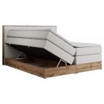 Łóżko kontynentalne VENETO KING 200x200 - Soft 17 - biała ekoskóra - OUTLET