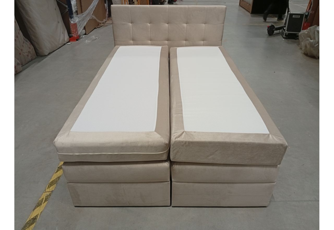 Łóżko kontynentalne LUKA KING 140x200 - Monolith 02 - beżowy - OUTLET