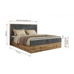 Łóżko kontynentalne WOOD CLASSIC 200x200 - Tilia 90 - szary - OUTLET