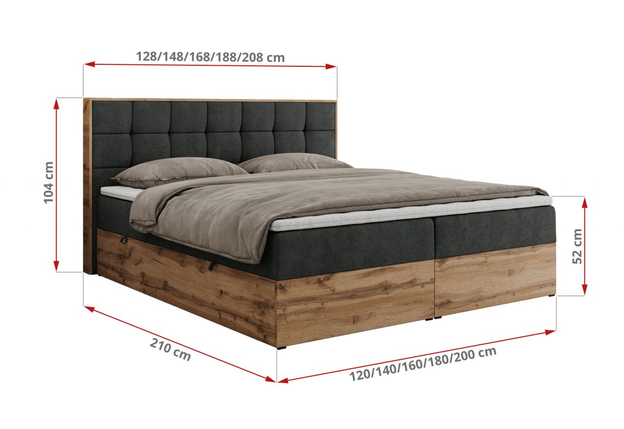 Łóżko kontynentalne ALBERO 1 200x200 - Matana 05 - ciemny szary - OUTLETU