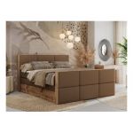 Łóżko kontynentalne ALBERO 2 KING DUO 160x200 - Soft 34 - brązowa ekoskóra - OUTLET
