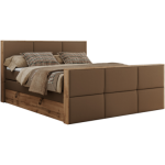 Łóżko kontynentalne ALBERO 2 KING DUO 160x200 - Soft 34 - brązowa ekoskóra - OUTLET