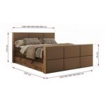 Łóżko kontynentalne ALBERO 2 KING DUO 160x200 - Soft 34 - brązowa ekoskóra - OUTLET