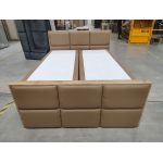 Łóżko kontynentalne ALBERO 2 KING DUO 160x200 - Soft 34 - brązowa ekoskóra - OUTLET