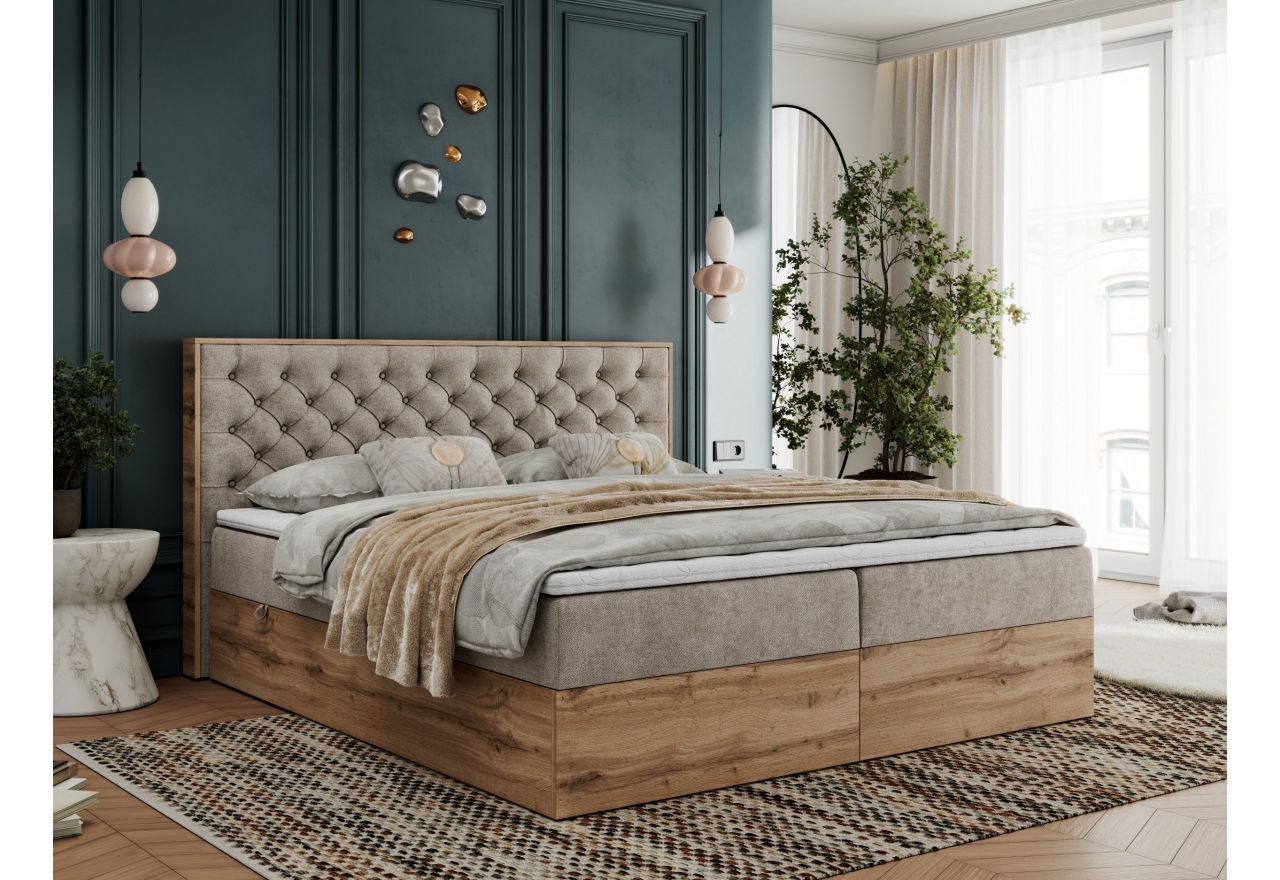 Łóżko kontynentalne ALBERO 3 180x200 - Matana 17 - beżowy - OUTLET