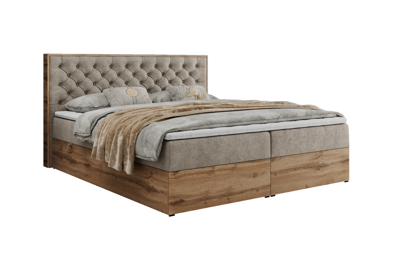 Łóżko kontynentalne ALBERO 3 180x200 - Matana 17 - beżowy - OUTLET