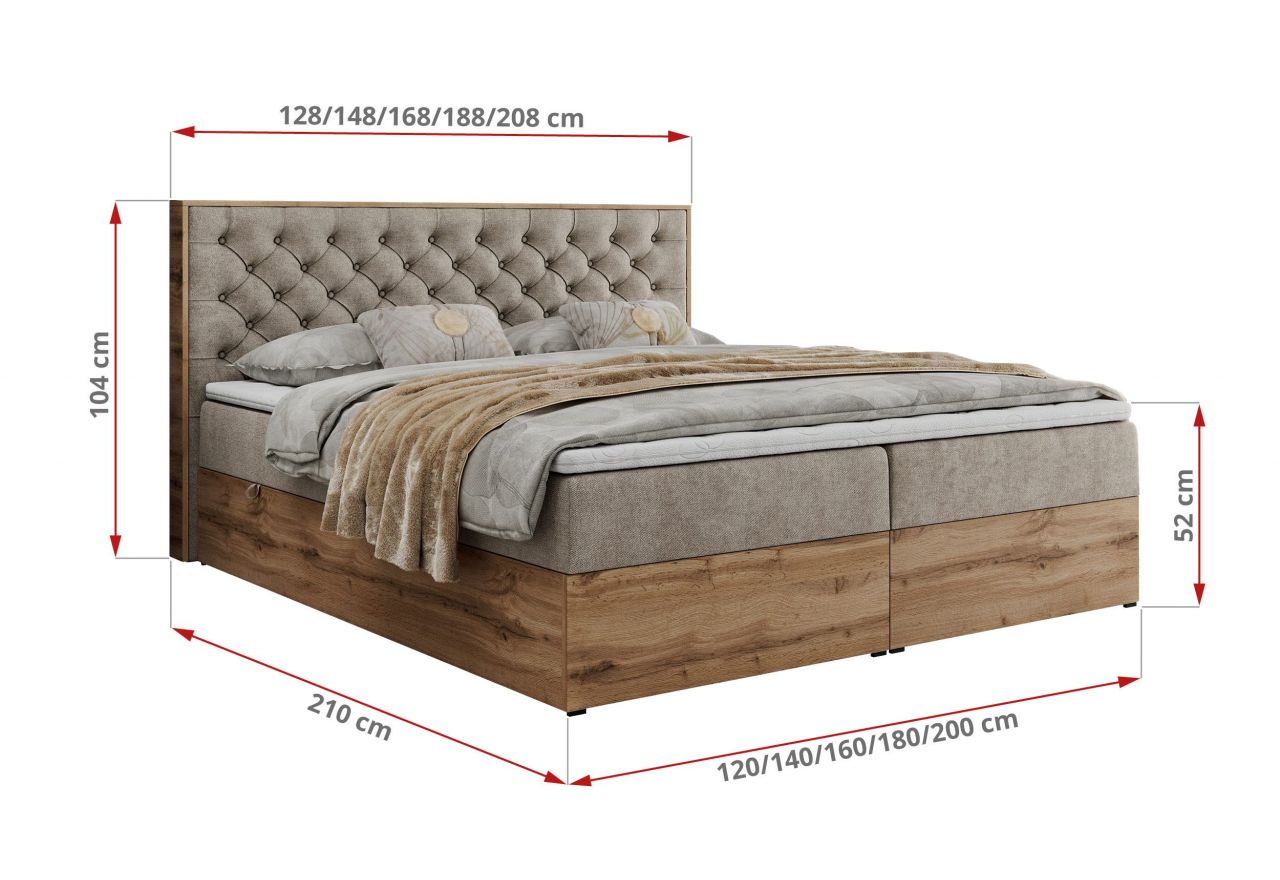 Łóżko kontynentalne ALBERO 3 180x200 - Matana 17 - beżowy - OUTLET