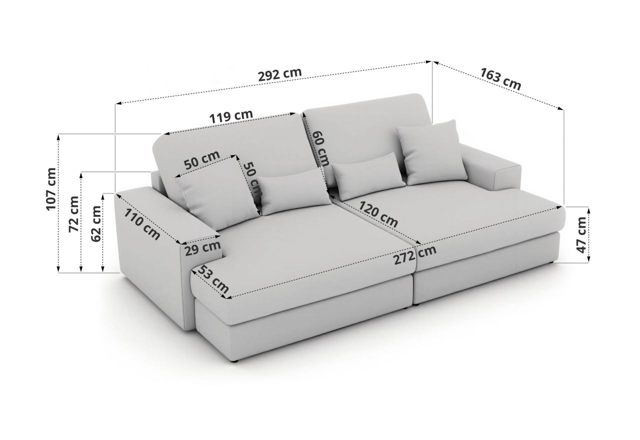 Sofa ANERO - kremowy, welwet