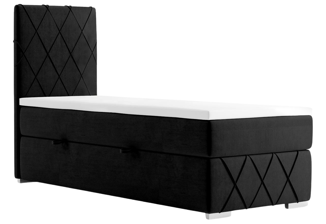 Łóżko kontynentalne jednoosobowe z opcją pojemnika - IRMA 80x200 czarny