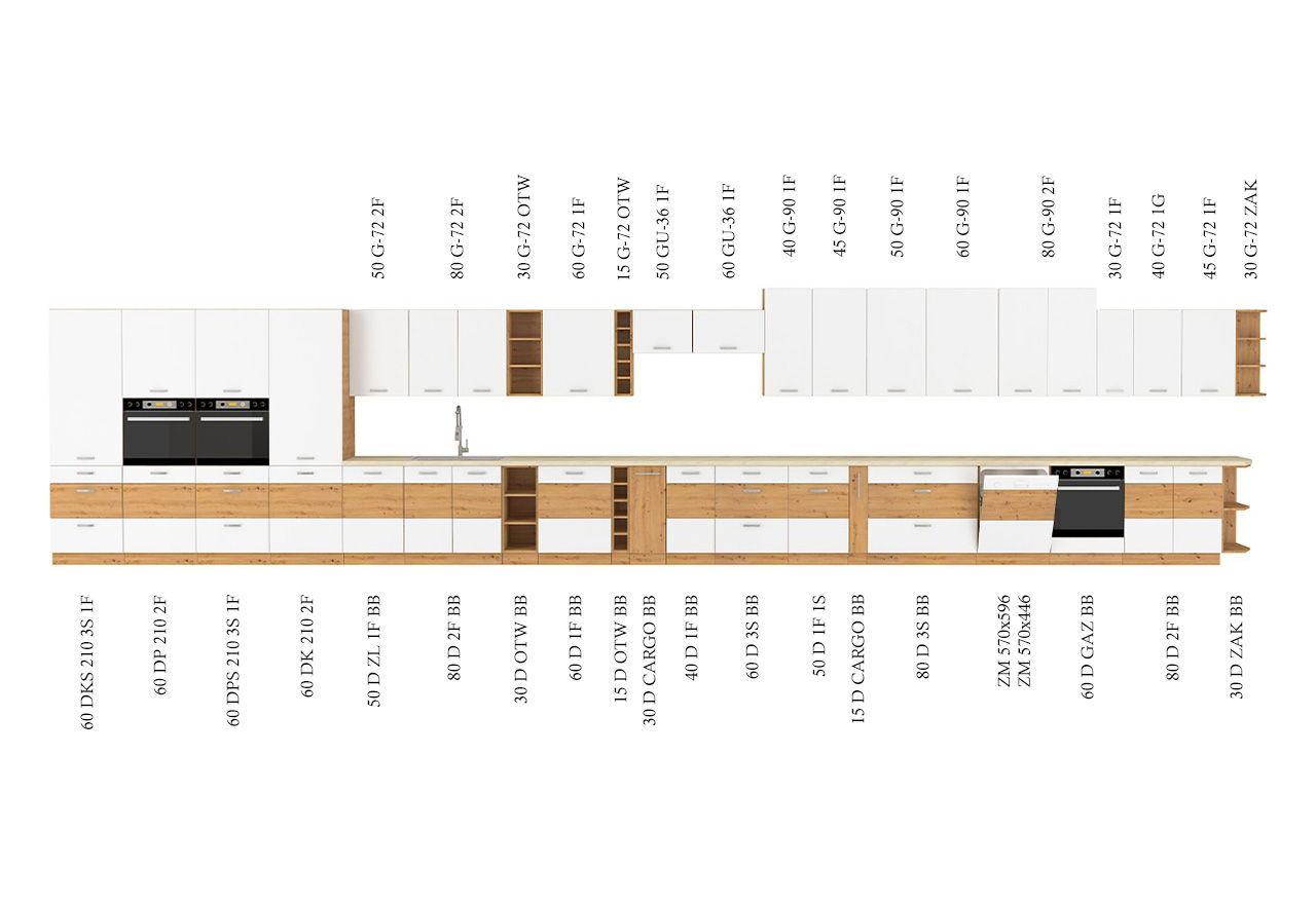 Wąska szafka dolna 15 cm do kuchni z półkami ARCOS 15 D OTW BB