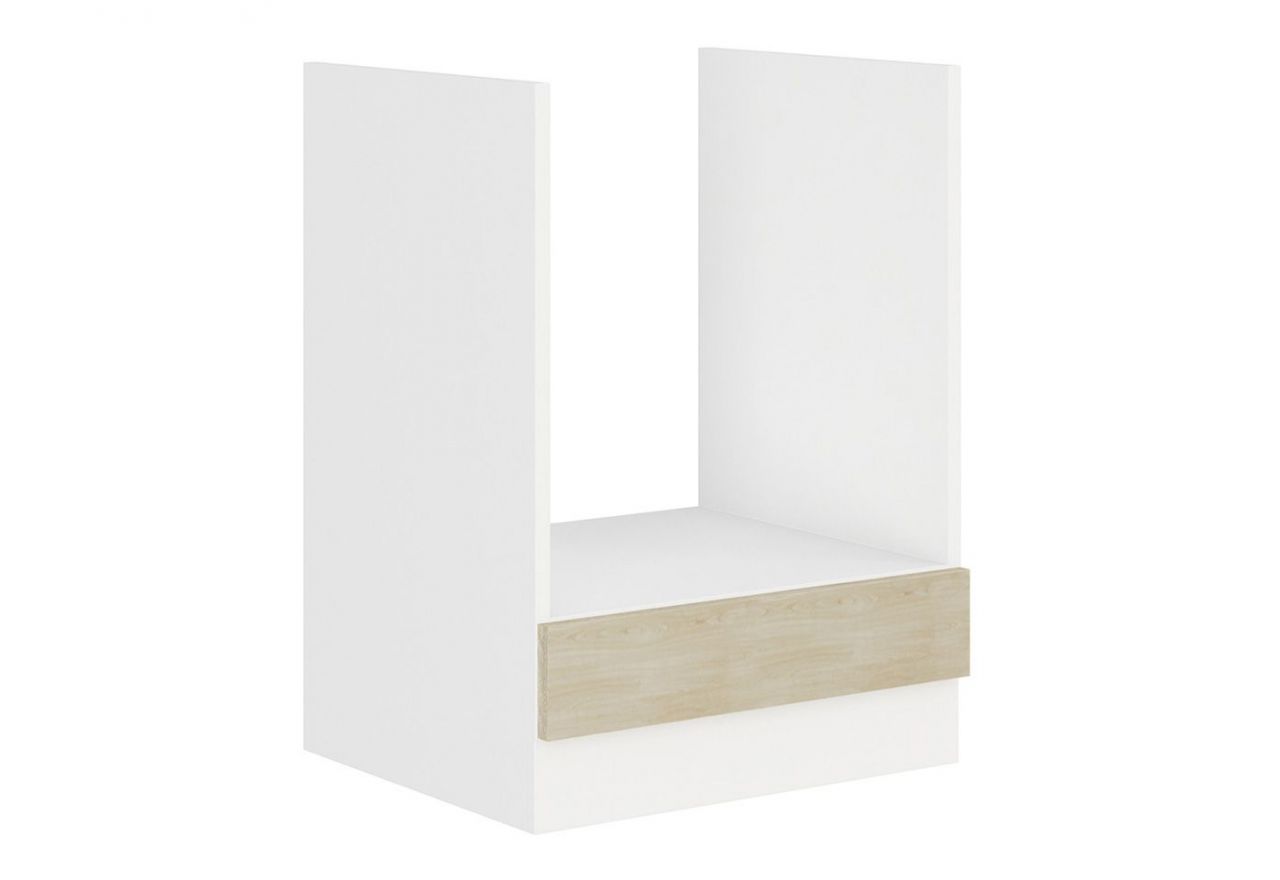 Kuchnia modułowa, systemowy zestaw szafek kuchennych FRAPPE 260 cm - Biały / Dąb Latte / Biały połysk