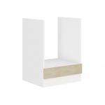 Kuchnia modułowa, systemowy zestaw szafek kuchennych FRAPPE 260 cm - Biały / Dąb Latte / Biały połysk