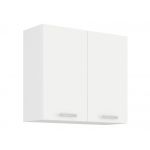 Kuchnia modułowa, systemowy zestaw szafek kuchennych FRAPPE 260 cm - Biały / Dąb Latte / Biały połysk