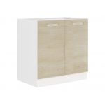 Kuchnia modułowa, systemowy zestaw szafek kuchennych FRAPPE 260 cm - Biały / Dąb Latte / Biały połysk