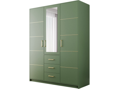 Trzydrzwiowa szafa uchylna w nowoczesnym stylu do sypialni i garderoby - BORNEO / Zielony